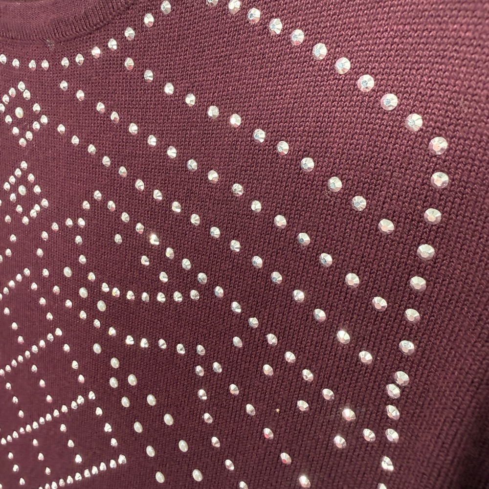 SAY WHAT? Womens Sweater Dress Burgundy Studded Geometric Long Sleeve Sz M Party - Picture 10 of 13